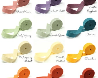 Wool Felt Ribbon - 1/2 inch or 3/4 inch - 12 New Colors