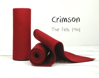 Wool Felt Roll - 100% Wool Felt in color CRIMSON - 5" X 36" Wool Felt Roll - Merino Wool Felt - Craft Felt