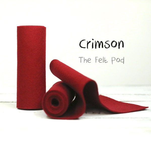 Wool Felt Roll - 100% Wool Felt in color CRIMSON - 5" X 36" Wool Felt Roll - Merino Wool Felt - Craft Felt