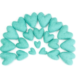 Aquamarine Felt Hearts | Mini Felt Hearts | Mini Wool Hearts | Valentine Hearts | Valentine Gift | Valentine Decoration | Wool Felt