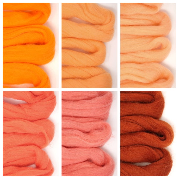 Merino Wool Roving 21 micron Orange Roving | Wet Felting Wool | Needle Felting Fibers| Felting Fibers  | Wool Combed Tops  | Spinning Fibers