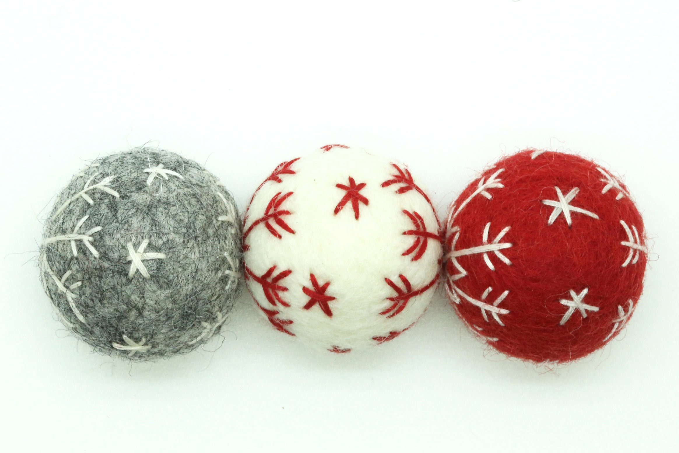 Bolas de copos de nieve bordadas en fieltro - Etsy México, image size:2329x1553