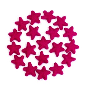 Felt Stars -  3 to 4 cm - 10 count - Color: RASPBERRY - Wool Felt Stars | Bowl Fillers | Girls Room Decor Nursery | Felt Garland