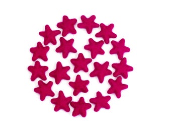 Felt Stars -  3 to 4 cm - 10 count - Color: RASPBERRY - Wool Felt Stars