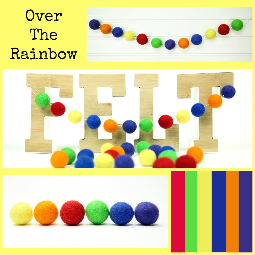 Felt Balls // DIY Garland // DIY Mobile // Rainbow Ball Color Set // 2. ...