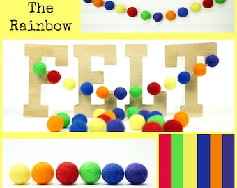 Filz Pom-Poms / DIY Girlande / DIY Mobile / Rainbow Ball Color Set / 2,5 cm