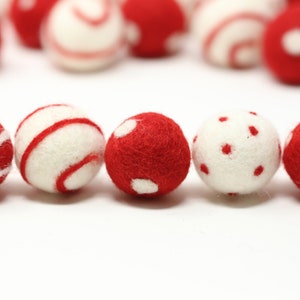 Red Polka Dot Felt Balls // Red Polka Dot Balls // Red Swirl Felt Balls //Red Felt Ball Swirls
