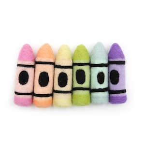 Pastel Felt Crayons | Felt Shapes | Felted Crayons - 6 colors available