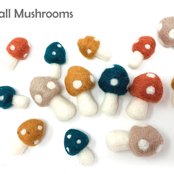 Fall Felt Mushrooms | Felted Mushrooms | Fall Mushrooms - 4 Pieces