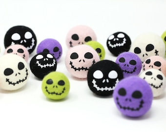 NEW COLORS Felt Skeleton Head |  Felted Skeleton | Halloween Felt Shapes | Skeleton Heads - 5 Pieces