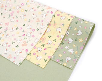 Feutre de laine mérinos | feutre imprimé | feutre à motifs | Feutre de laine BUNNY BLOSSOM | Tissu lapin | Feutre de Pâques | Tissu de Pâques