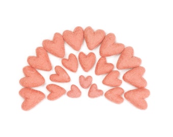 Felt Hearts -  3 to 4 cm // Papaya Felt Hearts