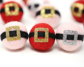 Santa Belt Ball  || Felted Santa's Belt  || Felt Santa - Set of 5