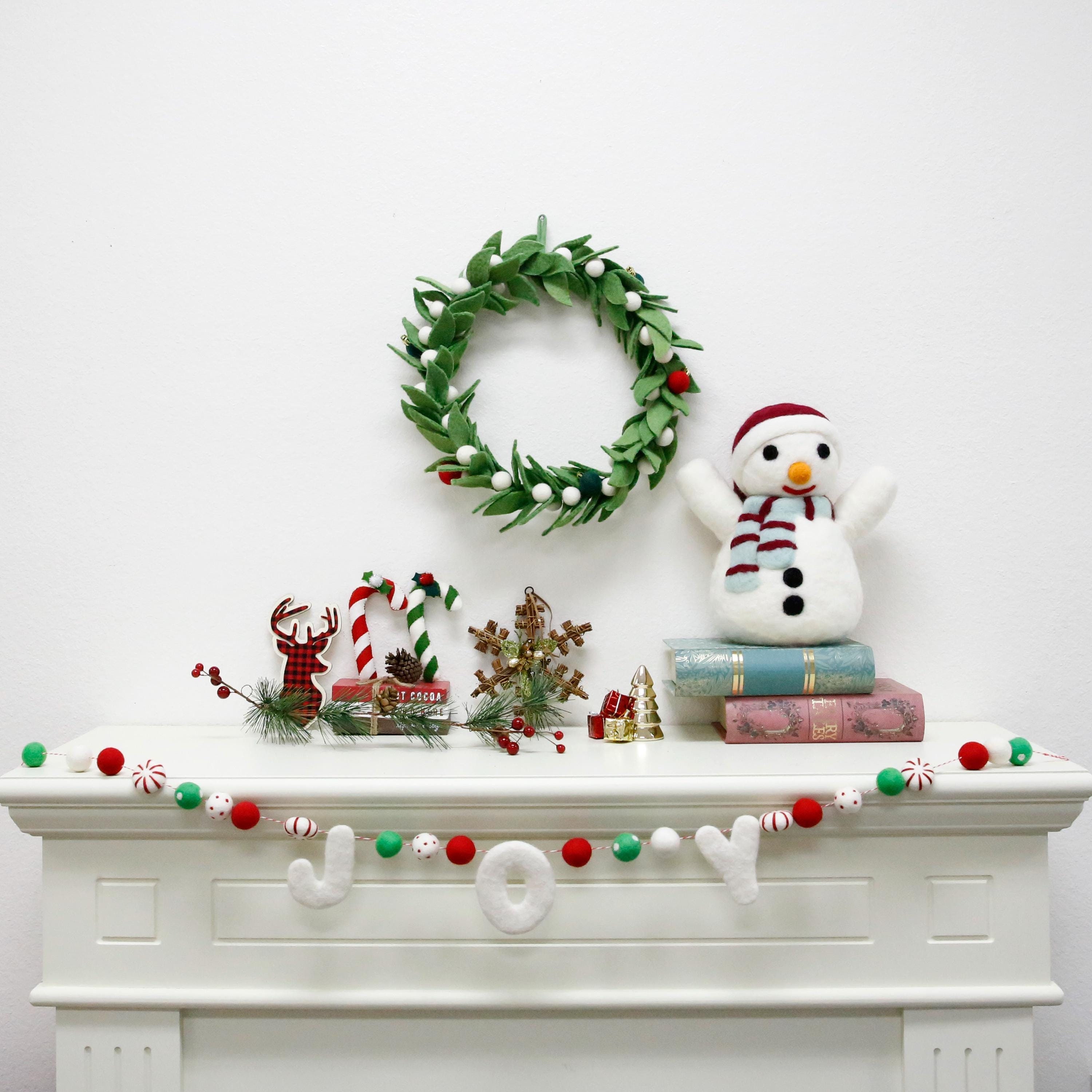 大きなフェルトリース | フェルトのドアリース | ウールフェルトの