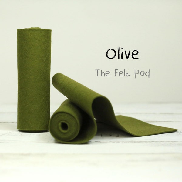 Wool Felt Roll - 100% Wool Felt in color OLIVE - 5" x 36" Wool Felt Roll - Craft Felt - Merino Wool Felt