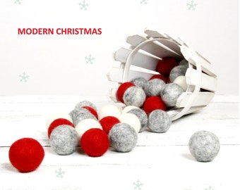 Felt Balls // Christmas Decoration // DIY Garland // DIY Mobile // Modern Christmas Color Set // 2.5 cm // 30 count