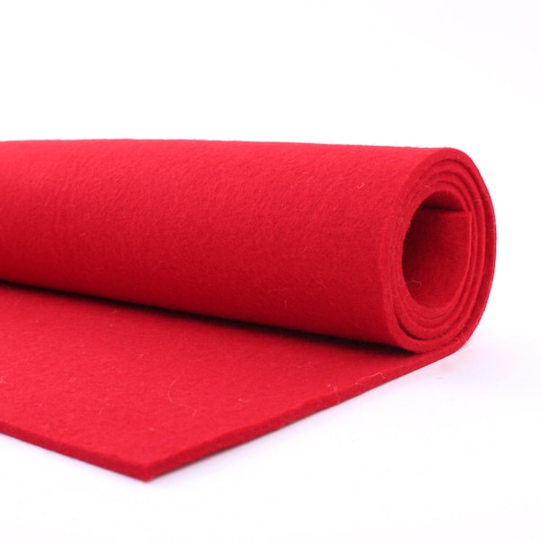 Thick Wool Felt - 3mm - 9" X 18" - 100% Wool Felt - Red