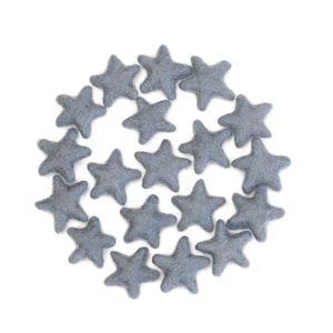 Felt Stars -  3 to 4 cm - 10 count - Color SLATE - Wool Felt Stars