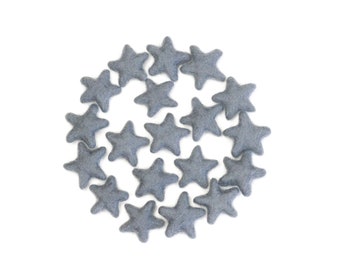 Felt Stars -  3 to 4 cm - 10 count - Color SLATE - Wool Felt Stars