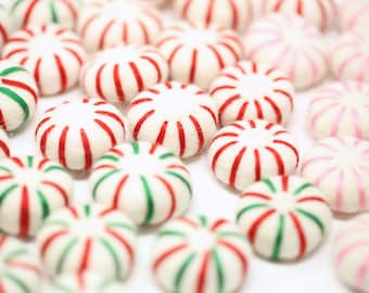 Peppermint Candy // Felt Peppermint Candies // Felt Peppermint Patties  //  Christmas Felt Peppermints - Set of 10