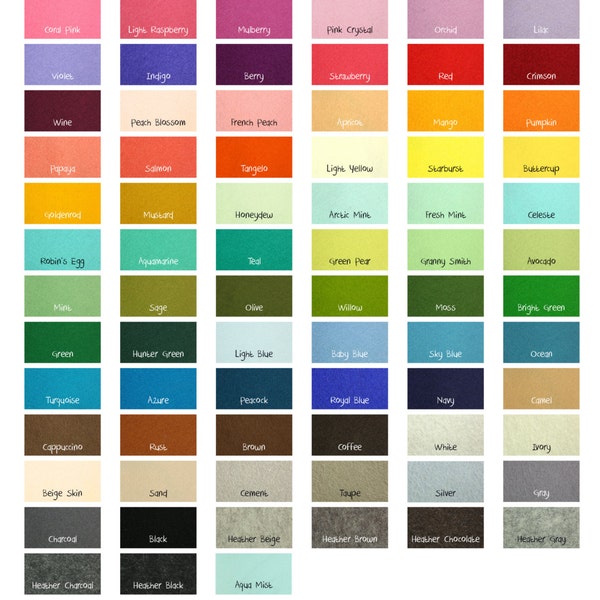 100 Percent Wool Felt Sheets -  5 Sheets of 8" X 12" Felt - You Pick Color - Merino Wool Felt - European Wool Felt