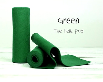 Wool Felt Roll - 100% Wool Felt in Color GREEN - 5" X 36" Wool Felt Roll - Merino Wool Felt