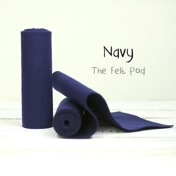 100 Percent Wool Felt Roll in color NAVY - 5" x 36" Wool Felt - 100% Wool Felt