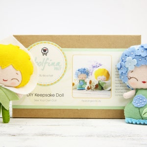 HYDRANGEA & LILY Doll Kit // Wool Felt Doll Kit // Noialand Doll Kit // diy felt doll // Flower Dolls
