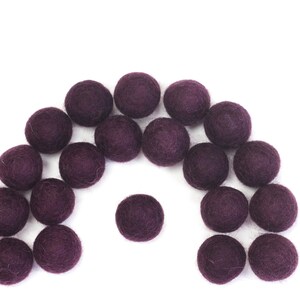 Felt Balls // DIY Garland // DIY Mobile // diy Necklace // Felt Poms // Pure Wool Beads // PLUM // 2.5 cm image 1