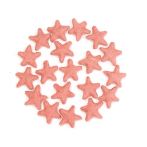 Felt Stars -  3 to 4 cm - 10 count - Color: PAPAYA - Wool Felt Stars