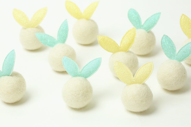 Felt Bunny // Easter Bunnies // Easter Rabbit // Felted Rabbit // Felt Rabbit Ears // Glitter Bunny Ball image 3