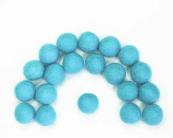 Garland DIY Felt Balls // Felt Poms // Wool Beads // DIY Mobile // diy Necklace // CYAN // 1 cm 1.5 cm 2 cm 2.5 cm 3 cm 4 cm