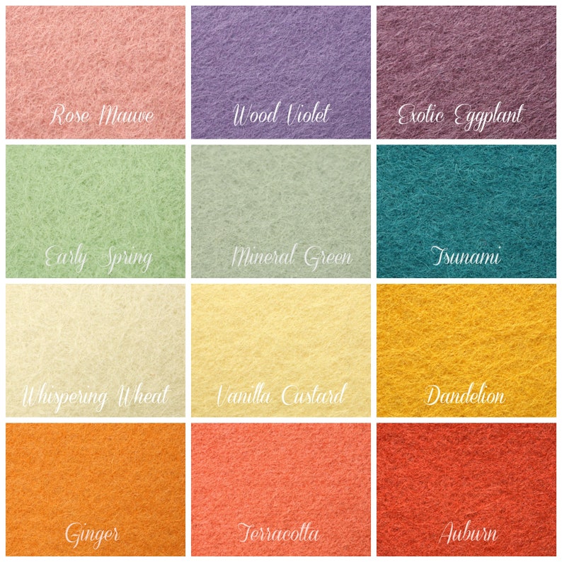 100 Percent Wool Felt Sheets 1 Sheet of 8 X 12 Felt You Pick Color Merino Wool Felt European Wool Felt image 2