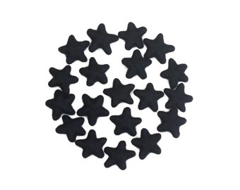 Felt Stars -  3 to 4 cm - 10 count - Color BLACK - Wool Felt Stars