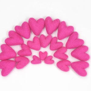 Sassy Pink Felt Hearts | Mini Felt Hearts | Mini Wool Hearts | Valentine Hearts | Valentine Gift | Valentine Decoration | Felt Shape