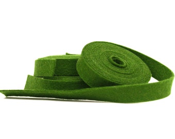 Wool Felt - 100 Percent Wool Felt Ribbon in color MOSS - 1/2 Inch X 2 Yards - Merino Wool Felt - Green Ribbon - Moss Ribon