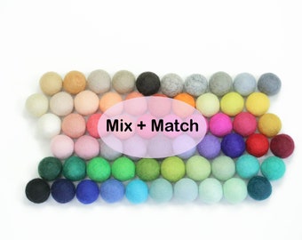 Felt Balls - Rainbow Pack - Sizes 1.0 cm, 1.5 cm, 2.0 cm, 2.5 cm, 3.0 cm, 4.0 cm  - Mix and Match or PICK your color