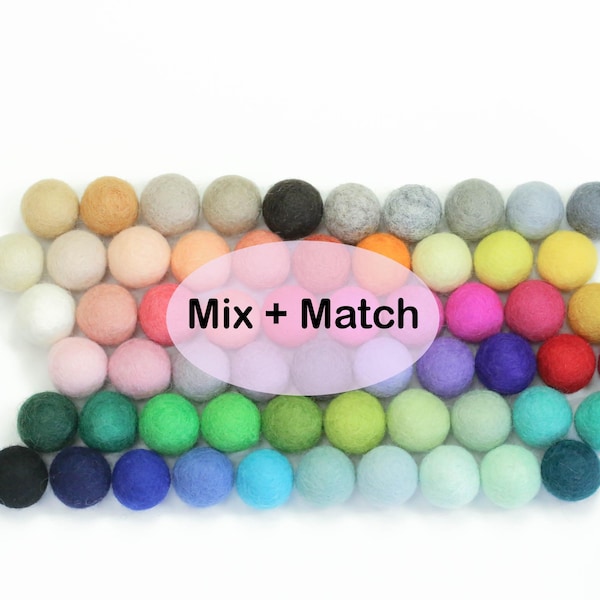 Felt Balls - Rainbow Pack - Sizes 1.0 cm, 1.5 cm, 2.0 cm, 2.5 cm, 3.0 cm, 4.0 cm  - Mix and Match or PICK your color