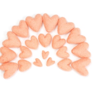 Peach Felt Hearts | Mini Felt Hearts | Mini Wool Hearts | Valentine Hearts | Valentine Gift | Valentine Decoration | Wool Felt | Felt Shape