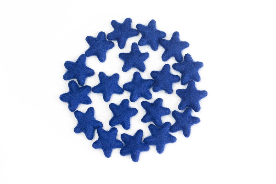 Wool Felt Stars // Blue Felt Stars // Felt Star Garland // Marine Blue