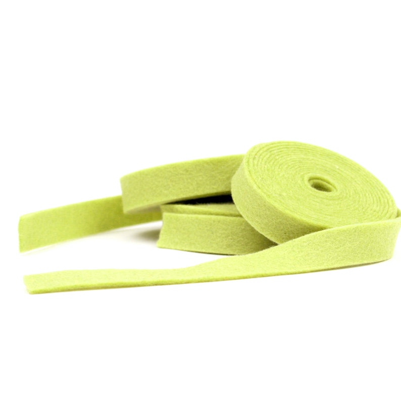 Felt Ribbon Material Wool Felt - 100 Percent Wool Felt Ribbon in Color GREEN PEAR- 1/2 Inch ...