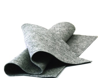 Wool Felt Sheet - 100% Wool Felt in Color DARK HEATHER GRAY - 18" X 18" Wool Felt - Merino Wool Felt