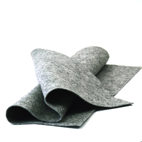 Wool Felt Sheet - 100% Wool Felt in Color DARK HEATHER GRAY - 18 X 18  Wool Felt - Merino Wool Felt