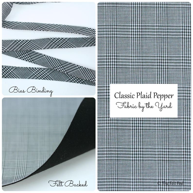 Bias Tape Felt Backed Fabric Cotton Fabric Bias Binding Classic Plaid Pepper Robert Kaufman Sevenberry Fabric Felt