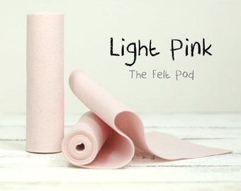 100 Percent Wool Felt Roll - Wool Felt color LIGHT PINK - 5" X 36" Wool Felt - Pink Wool Felt