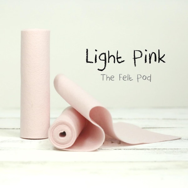 100 Percent Wool Felt Roll - Wool Felt color LIGHT PINK - 5" X 36" Wool Felt - Pink Wool Felt