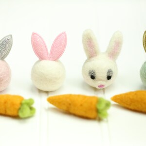 Felt Bunny // Easter Bunnies // Easter Rabbit // Felted Rabbit // Felt Rabbit Ears // Glitter Bunny Ball image 4
