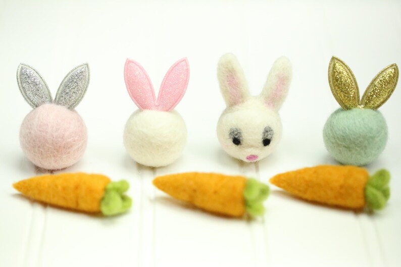 Felt Bunny // Easter Bunnies // Easter Rabbit // Felted Rabbit // Felt Rabbit Ears // Glitter Bunny Ball image 4