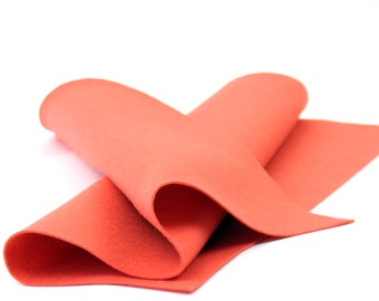 100 Percent Wool Felt Sheet in Color SALMON - 18" X 18" Wool Felt Sheet - Merino Wool Felt