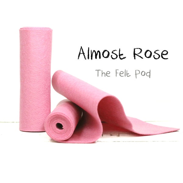 100 Percent Wool Felt Roll in Color ALMOST ROSE - 5" X 36" Wool Felt Roll - Pink Wool Felt